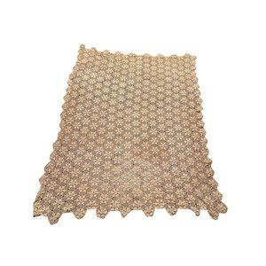 Vintage 1950s Handmade Lace Tablecloth Dainty Floral Pattern Cream 74" x 52"